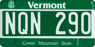 VT license plate NQN290