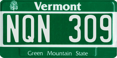 VT license plate NQN309