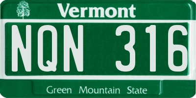 VT license plate NQN316