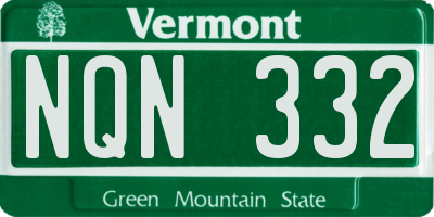 VT license plate NQN332