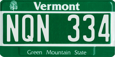 VT license plate NQN334
