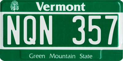 VT license plate NQN357
