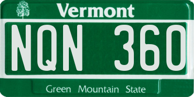 VT license plate NQN360