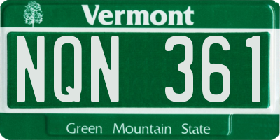 VT license plate NQN361