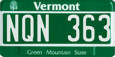 VT license plate NQN363