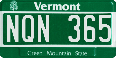 VT license plate NQN365