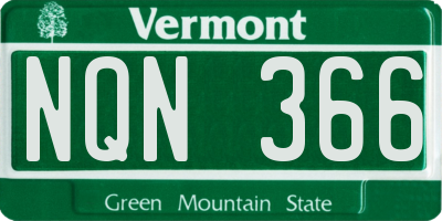 VT license plate NQN366