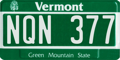 VT license plate NQN377