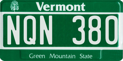 VT license plate NQN380