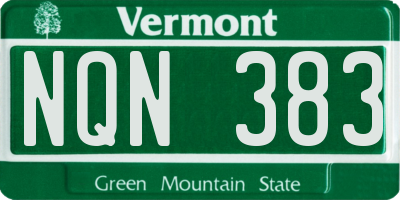 VT license plate NQN383
