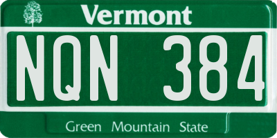 VT license plate NQN384