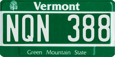 VT license plate NQN388
