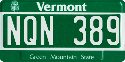 VT license plate NQN389