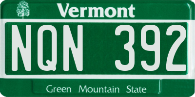 VT license plate NQN392
