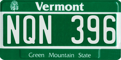 VT license plate NQN396