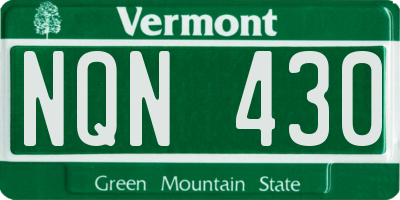 VT license plate NQN430