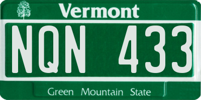 VT license plate NQN433