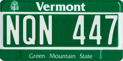 VT license plate NQN447