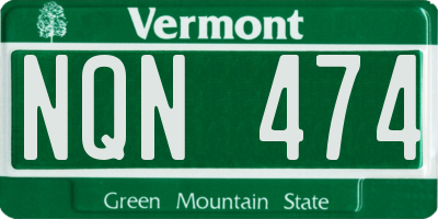 VT license plate NQN474
