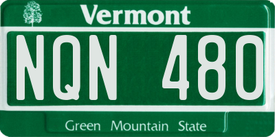 VT license plate NQN480