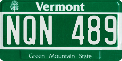 VT license plate NQN489