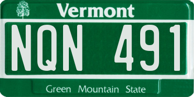 VT license plate NQN491