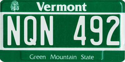 VT license plate NQN492