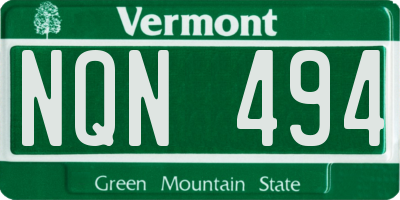 VT license plate NQN494