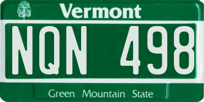 VT license plate NQN498