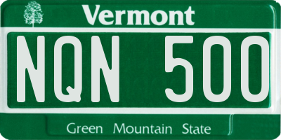 VT license plate NQN500