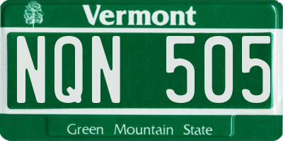 VT license plate NQN505