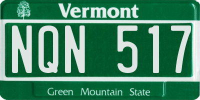 VT license plate NQN517