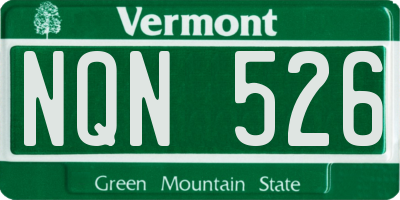 VT license plate NQN526