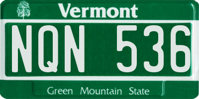 VT license plate NQN536