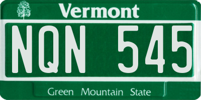 VT license plate NQN545