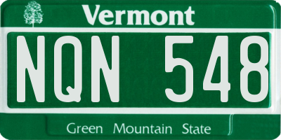 VT license plate NQN548