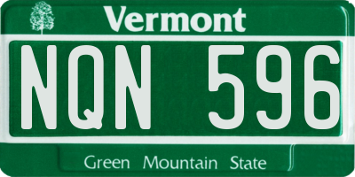 VT license plate NQN596