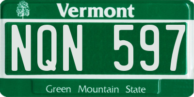 VT license plate NQN597