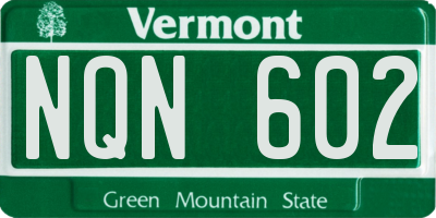VT license plate NQN602