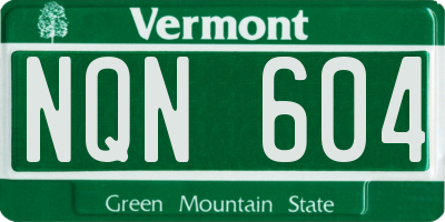 VT license plate NQN604