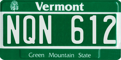 VT license plate NQN612