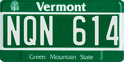 VT license plate NQN614
