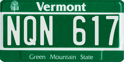 VT license plate NQN617