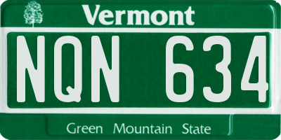VT license plate NQN634