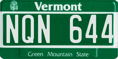 VT license plate NQN644
