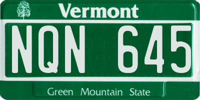 VT license plate NQN645