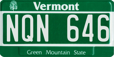 VT license plate NQN646