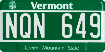 VT license plate NQN649