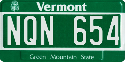 VT license plate NQN654