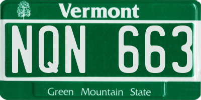 VT license plate NQN663